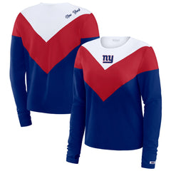 New York Giants WEAR by Erin Andrews Women's Chevron Tri-Blend Long Sleeve T-Shirt Royal/Red | NFL