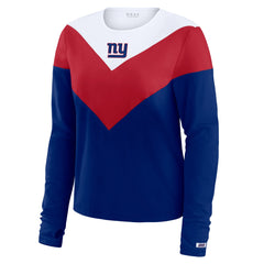 New York Giants WEAR by Erin Andrews Women's Chevron Tri-Blend Long Sleeve T-Shirt Royal/Red | NFL