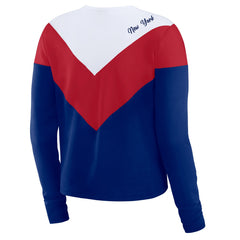 New York Giants WEAR by Erin Andrews Women's Chevron Tri-Blend Long Sleeve T-Shirt Royal/Red | NFL