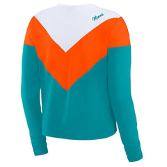 Miami Dolphins WEAR by Erin Andrews Women's Chevron Tri-Blend Long Sleeve T-Shirt Aqua/Orange | NFL