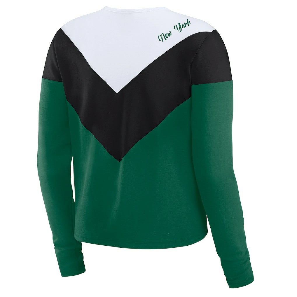 New York Jets WEAR by Erin Andrews Women's Chevron Tri-Blend Long Sleeve T-Shirt Green/Black | NFL