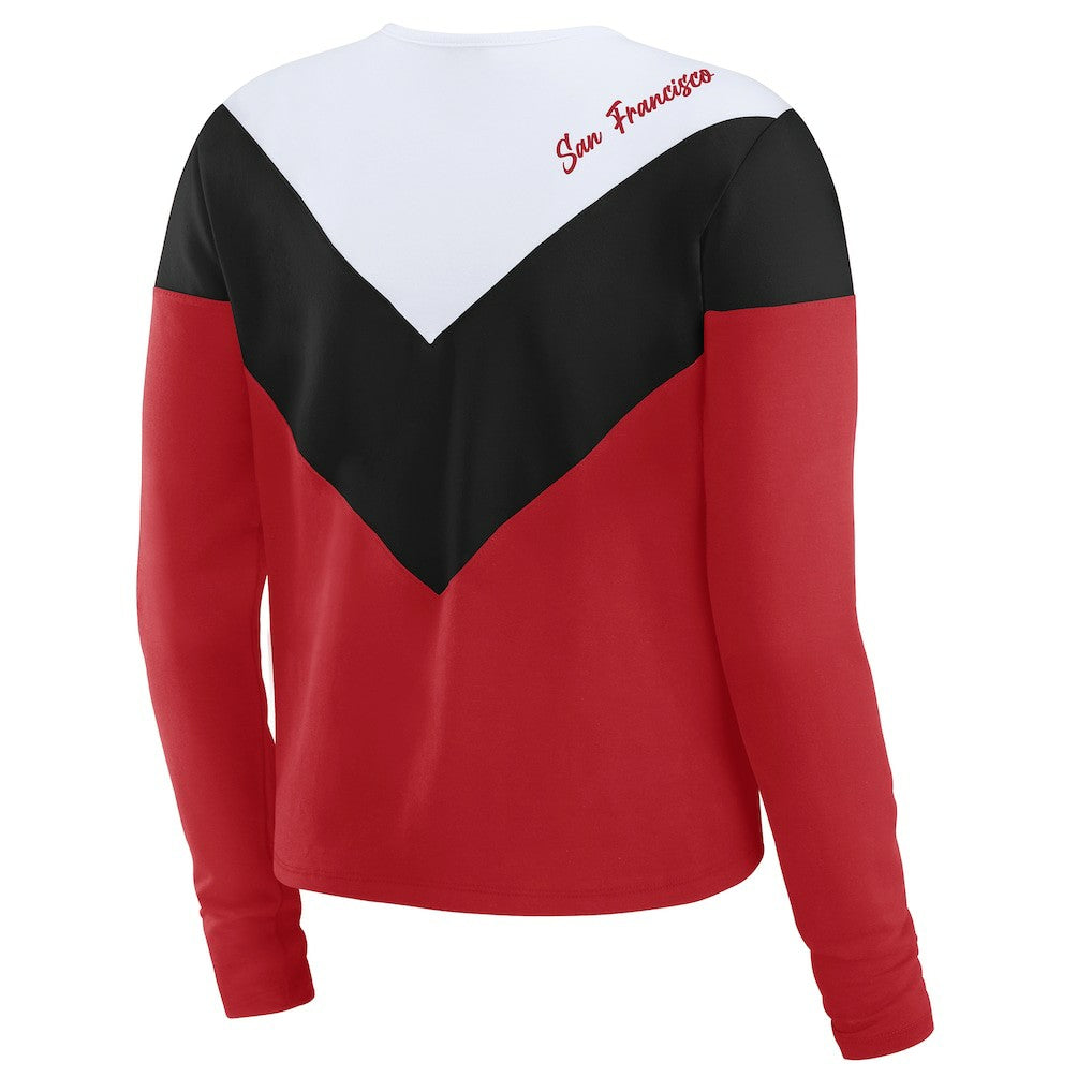 San Francisco 49ers WEAR by Erin Andrews Women's Chevron Tri-Blend Long Sleeve T-Shirt Scarlet/Black | NFL