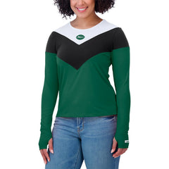 New York Jets WEAR by Erin Andrews Women's Plus Size Chevron Tri-Blend Long Sleeve T-Shirt Green/Black | NFL