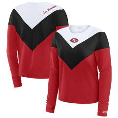 San Francisco 49ers WEAR by Erin Andrews Women's Plus Size Chevron Tri-Blend Long Sleeve T-Shirt Scarlet/Black | NFL