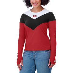San Francisco 49ers WEAR by Erin Andrews Women's Plus Size Chevron Tri-Blend Long Sleeve T-Shirt Scarlet/Black | NFL