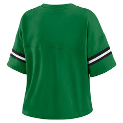 New York Jets WEAR by Erin Andrews Women's Color Block Boxy V-Neck T-Shirt Kelly Green | NFL