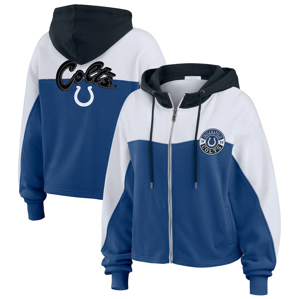 Indianapolis Colts WEAR by Erin Andrews Women's Plus Size Color Block Full-Zip Hoodie Royal | NFL