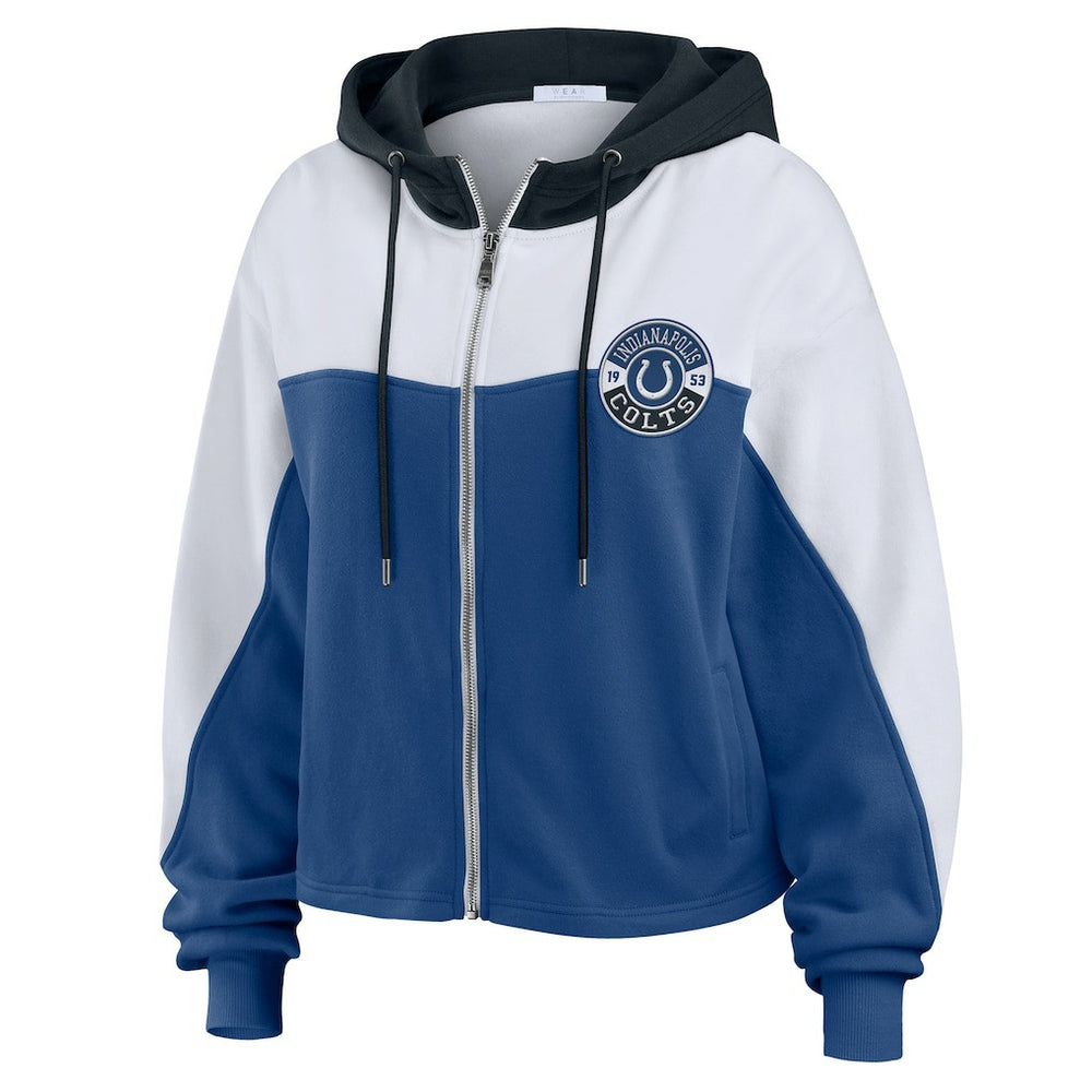 Indianapolis Colts WEAR by Erin Andrews Women's Plus Size Color Block Full-Zip Hoodie Royal | NFL