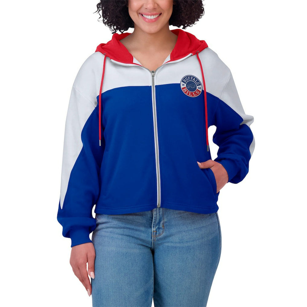 Buffalo Bills WEAR by Erin Andrews Women's Plus Size Color Block Full-Zip Hoodie Royal | NFL