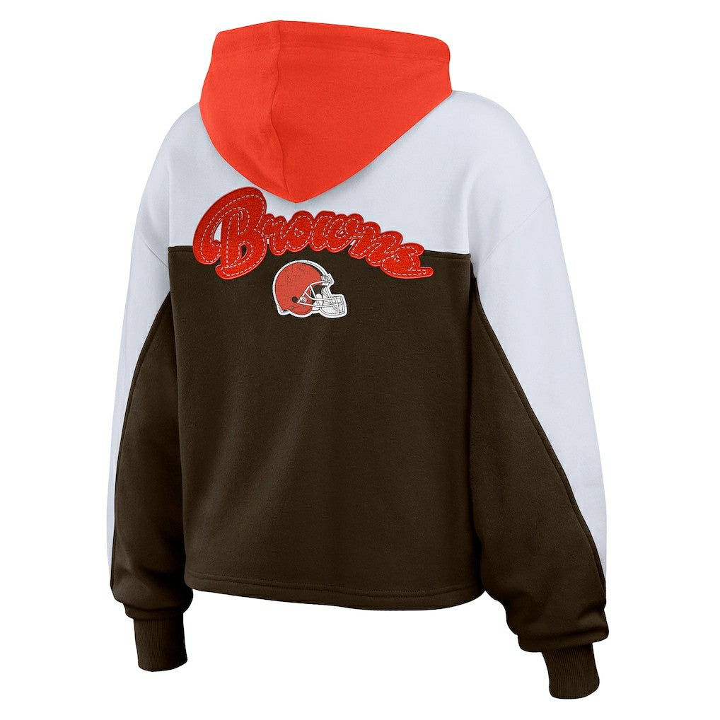 Cleveland Browns WEAR by Erin Andrews Women's Plus Size Color Block Full-Zip Hoodie Brown | NFL