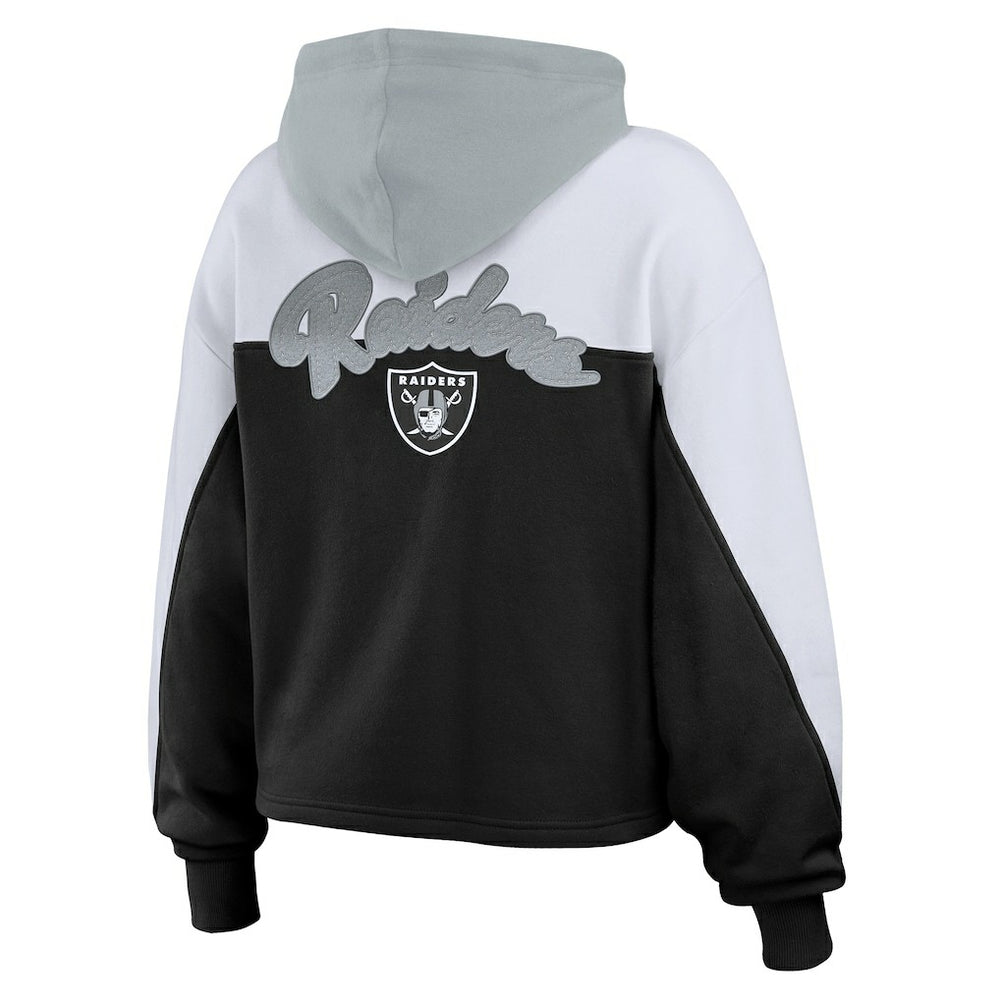 Las Vegas Raiders WEAR by Erin Andrews Women's Plus Size Color Block Full-Zip Hoodie Black | NFL