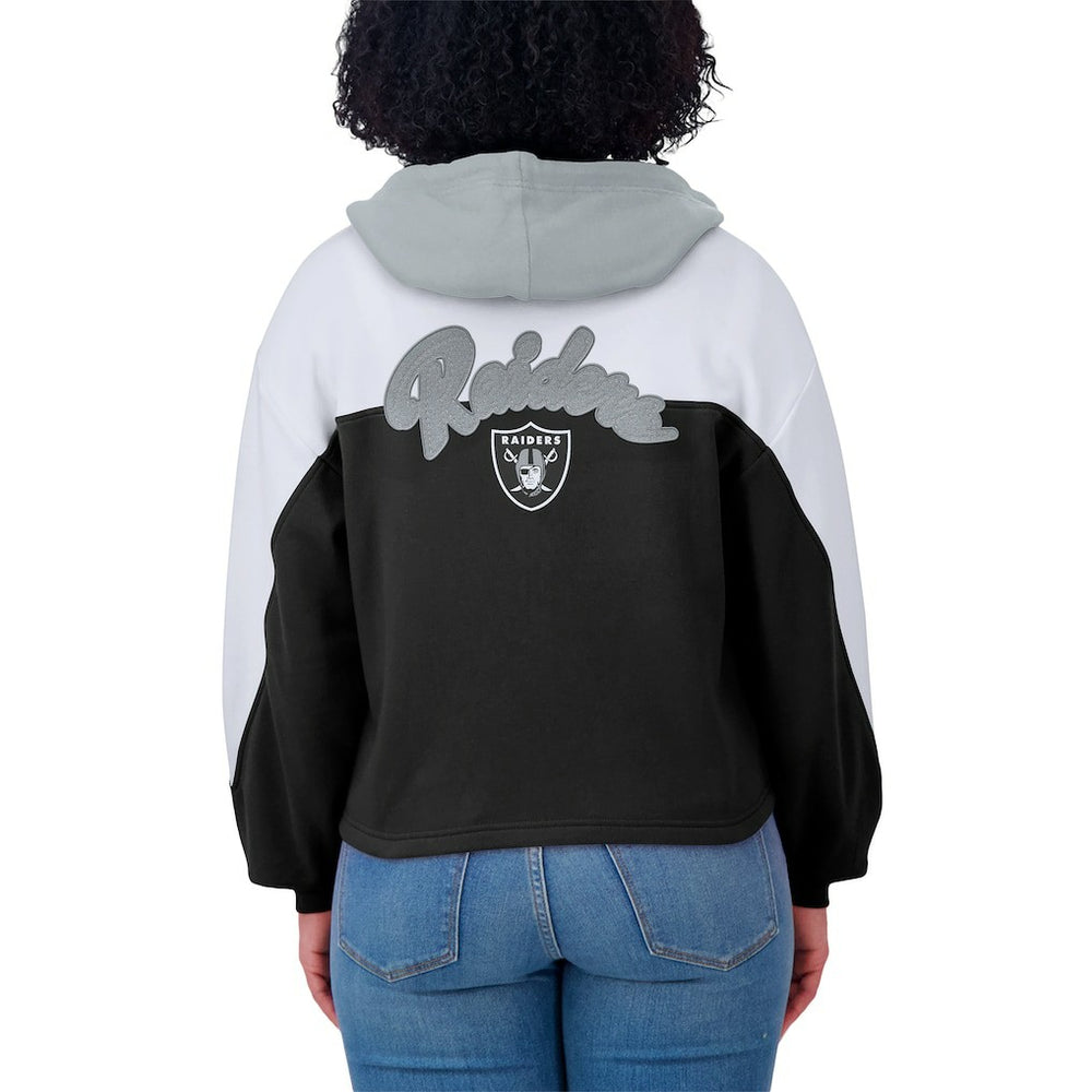 Las Vegas Raiders WEAR by Erin Andrews Women's Plus Size Color Block Full-Zip Hoodie Black | NFL