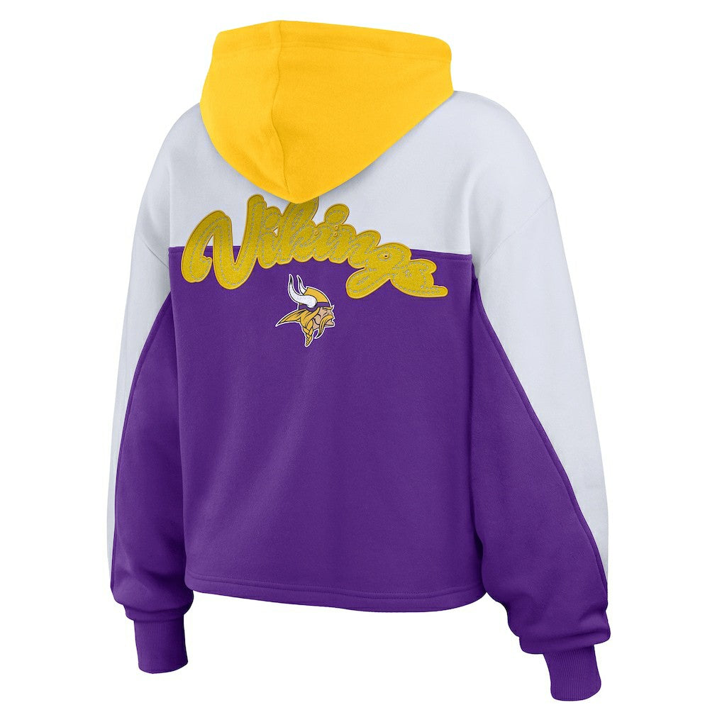 Minnesota Vikings WEAR by Erin Andrews Women's Plus Size Color Block Full-Zip Hoodie Purple | NFL