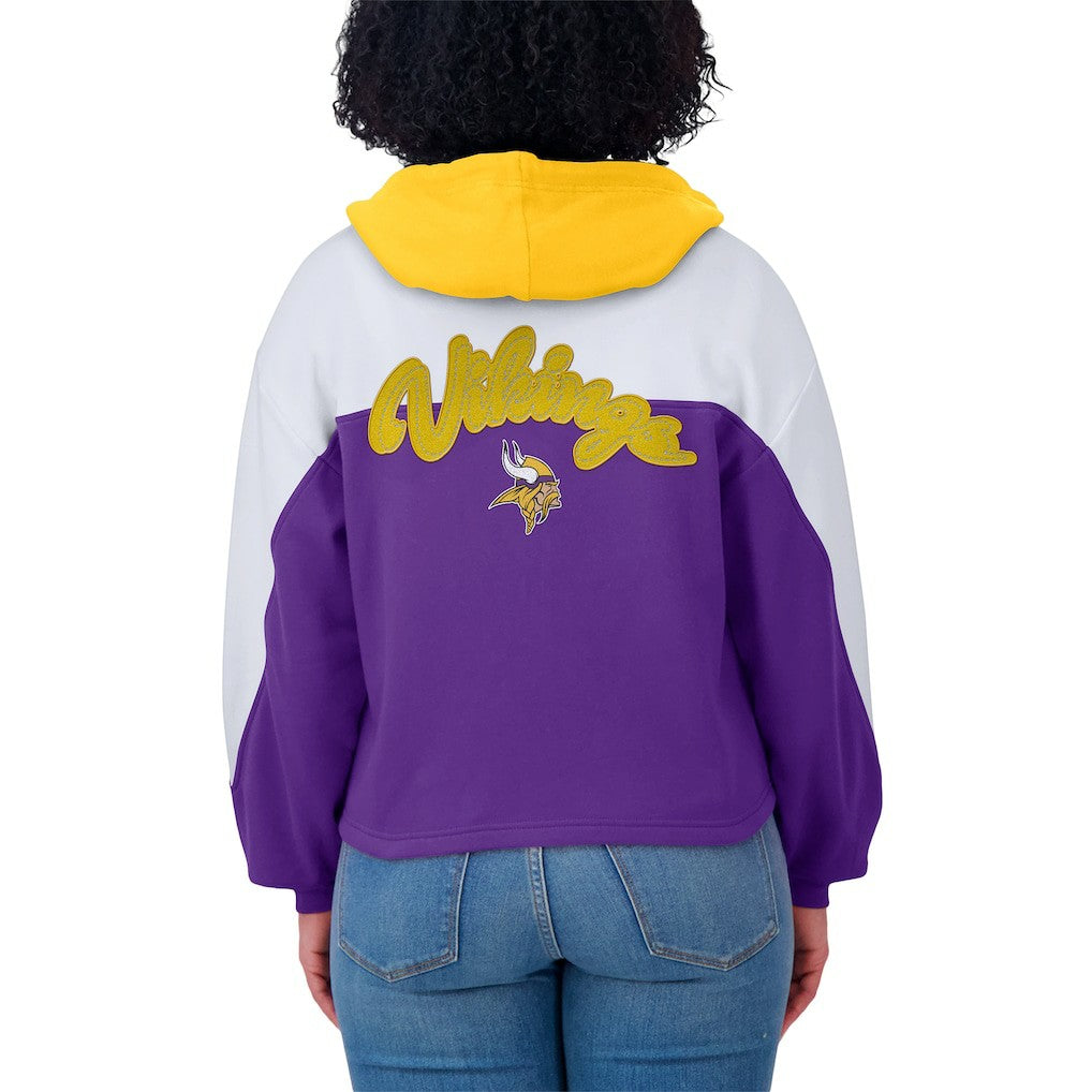 Minnesota Vikings WEAR by Erin Andrews Women's Plus Size Color Block Full-Zip Hoodie Purple | NFL