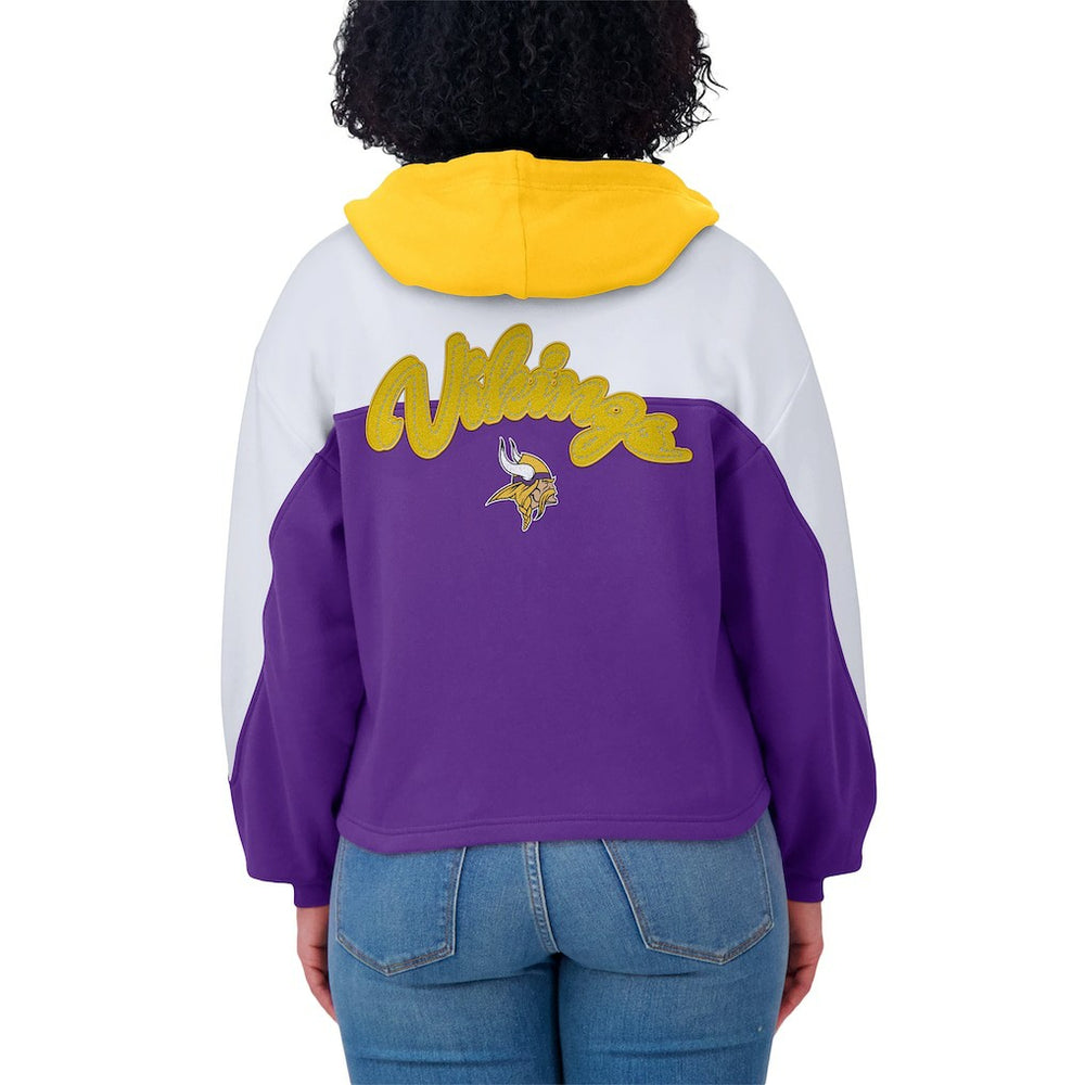 Minnesota Vikings WEAR by Erin Andrews Women's Plus Size Color Block Full-Zip Hoodie Purple | NFL