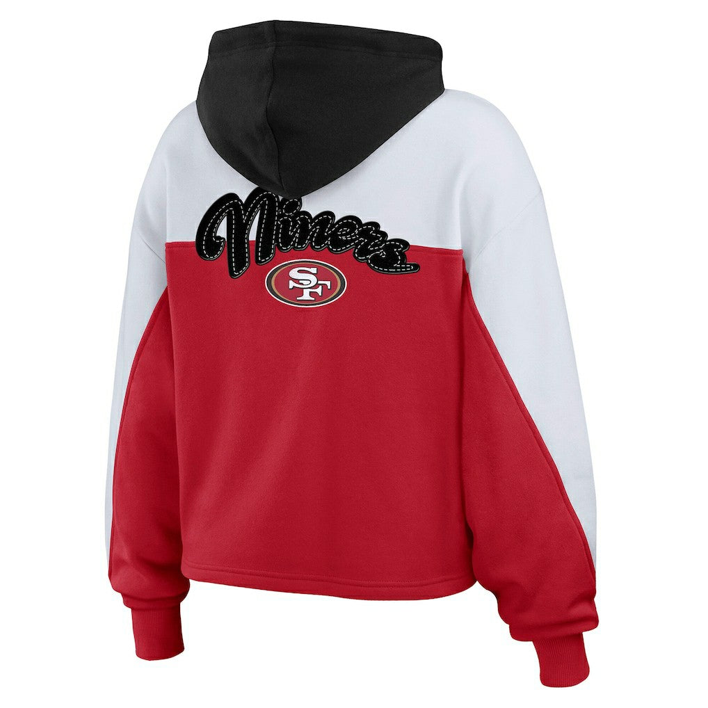 San Francisco 49ers WEAR by Erin Andrews Women's Plus Size Color Block Full-Zip Hoodie Scarlet | NFL