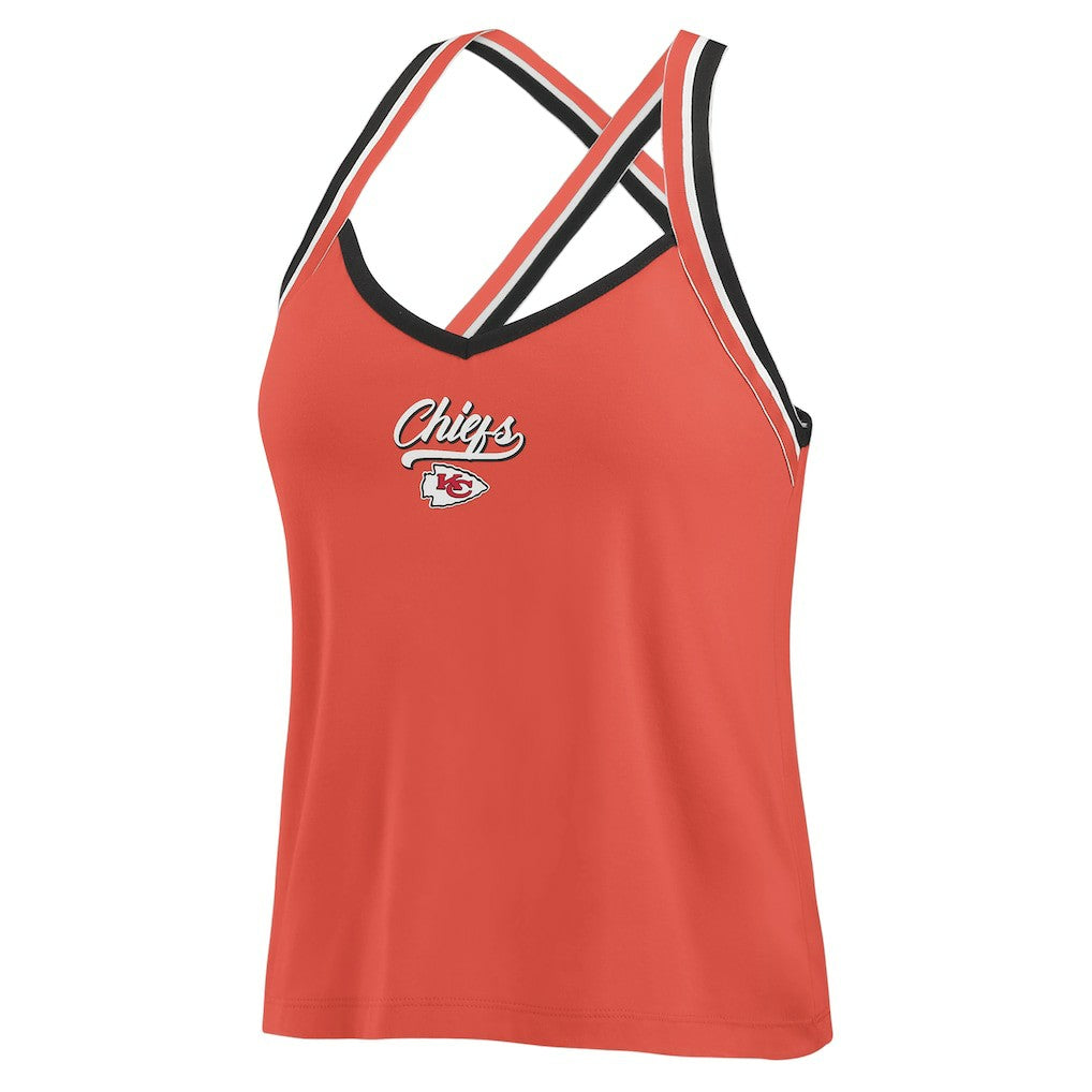 Kansas City Chiefs WEAR by Erin Andrews Women's Cross Strap Tri-Blend Tank Top Red | NFL