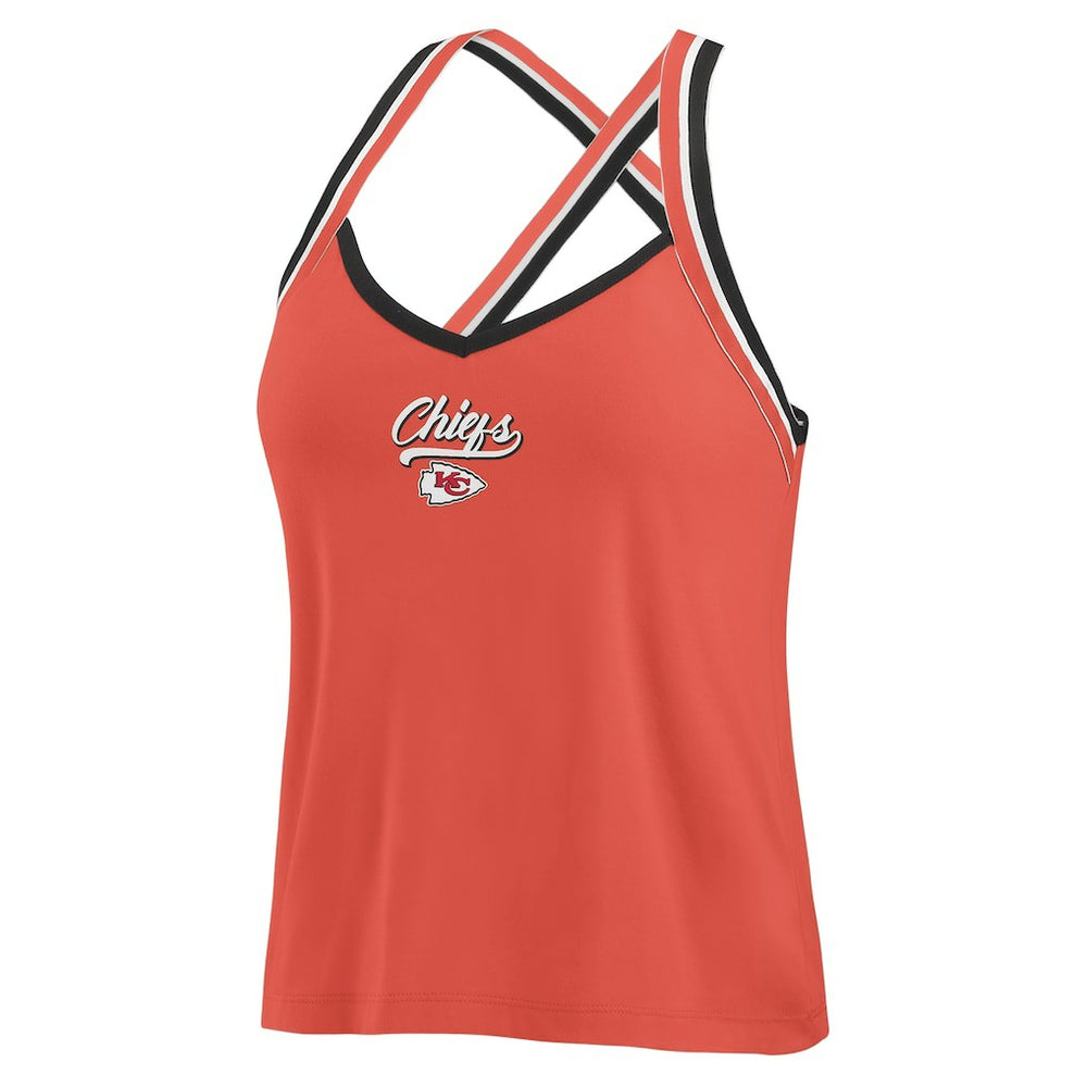 Kansas City Chiefs WEAR by Erin Andrews Women's Cross Strap Tri-Blend Tank Top Red | NFL