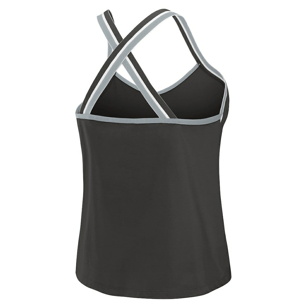 Las Vegas Raiders WEAR by Erin Andrews Women's Cross Strap Tri-Blend Tank Top Black | NFL