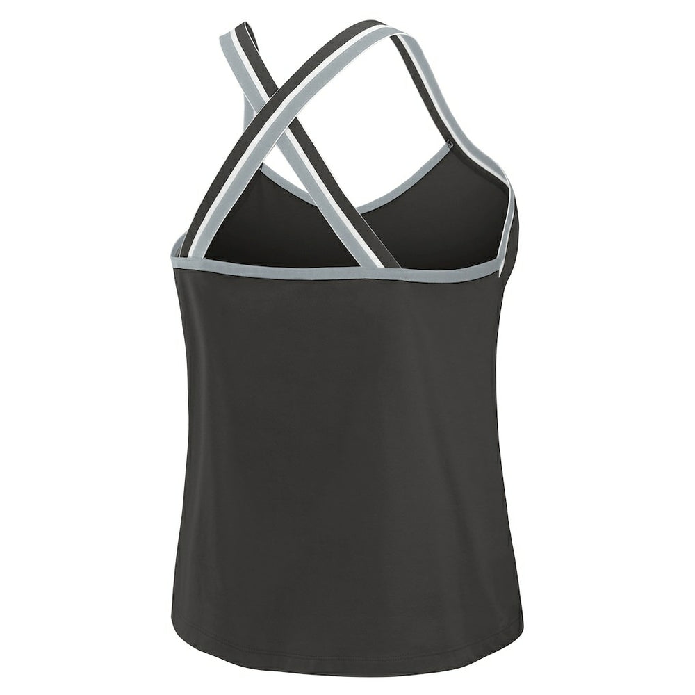 Las Vegas Raiders WEAR by Erin Andrews Women's Cross Strap Tri-Blend Tank Top Black | NFL