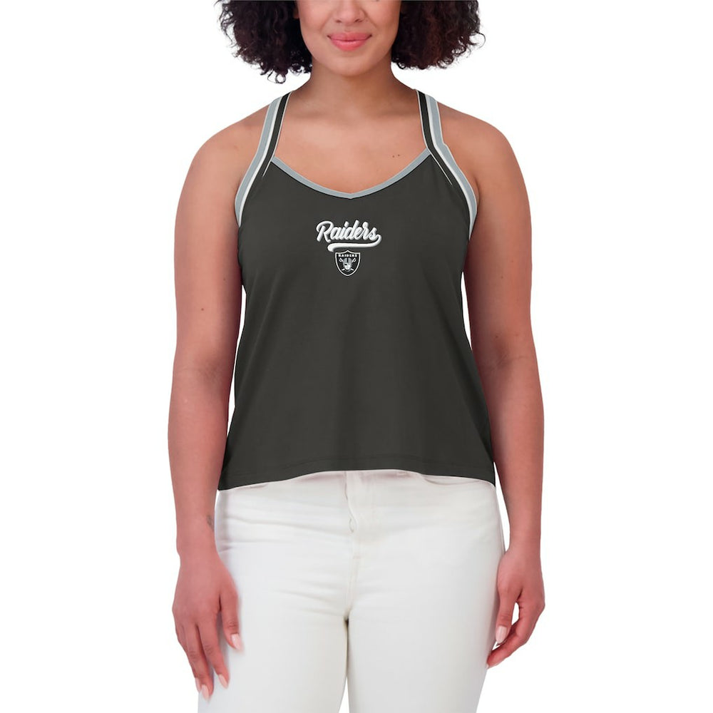 Las Vegas Raiders WEAR by Erin Andrews Women's Cross Strap Tri-Blend Tank Top Black | NFL