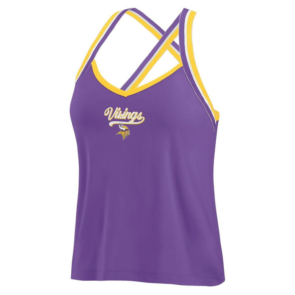 Minnesota Vikings WEAR by Erin Andrews Women's Cross Strap Tri-Blend Tank Top Purple | NFL