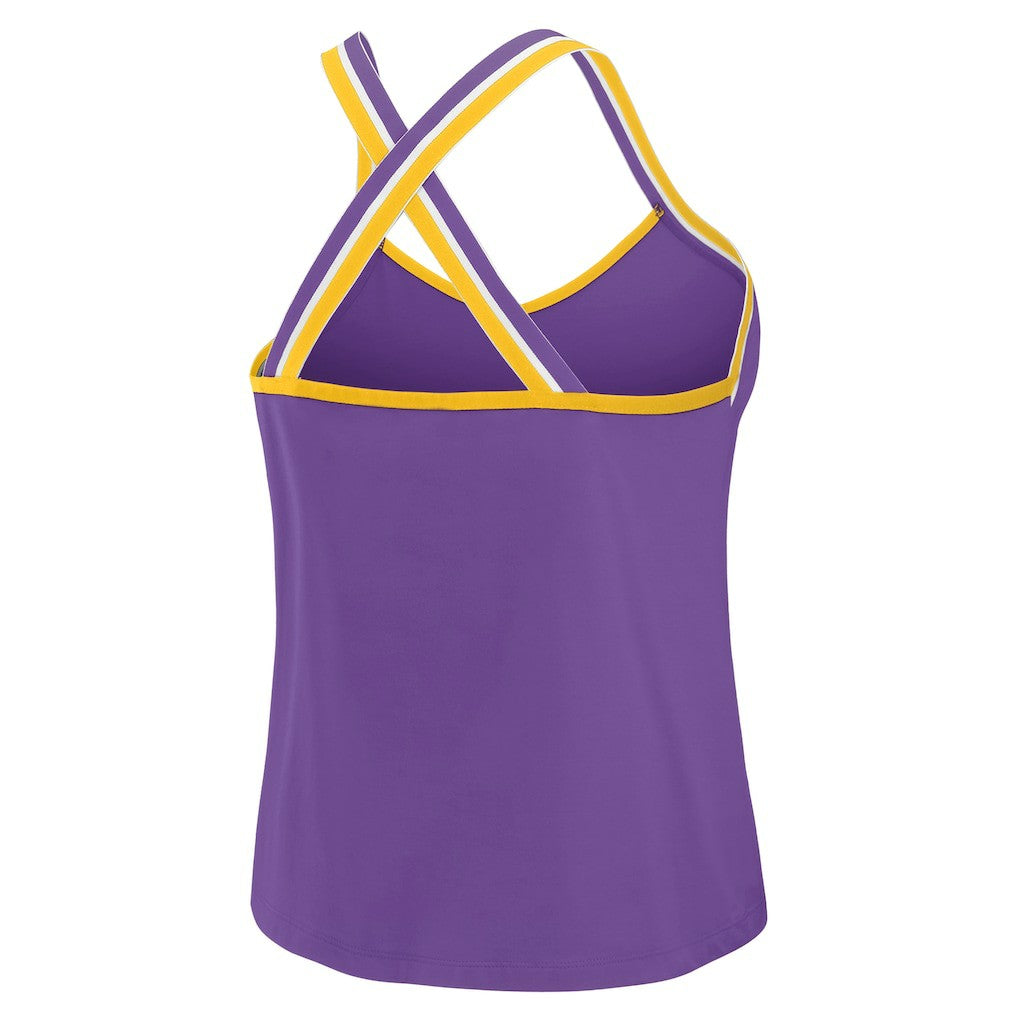 Minnesota Vikings WEAR by Erin Andrews Women's Cross Strap Tri-Blend Tank Top Purple | NFL