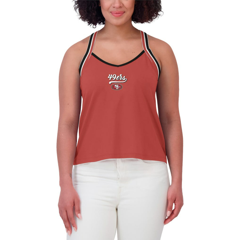San Francisco 49ers WEAR by Erin Andrews Women's Cross Strap Tri-Blend Tank Top Scarlet | NFL