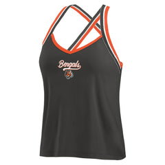 Cincinnati Bengals WEAR by Erin Andrews Women's Cross Strap Tri-Blend Tank Top Black | NFL