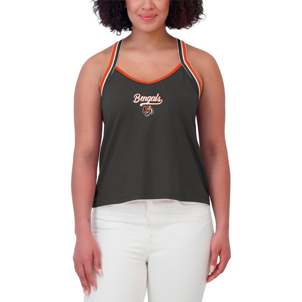 Cincinnati Bengals WEAR by Erin Andrews Women's Cross Strap Tri-Blend Tank Top Black | NFL