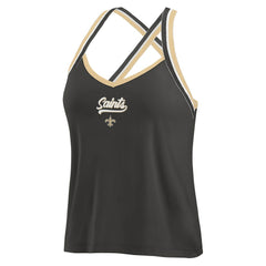 New Orleans Saints WEAR by Erin Andrews Women's Cross Strap Tri-Blend Tank Top Black | NFL