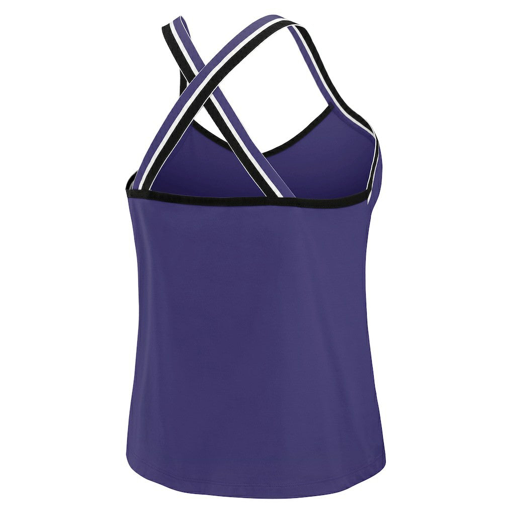 Baltimore Ravens WEAR by Erin Andrews Women's Cross Strap Tri-Blend Tank Top Purple | NFL