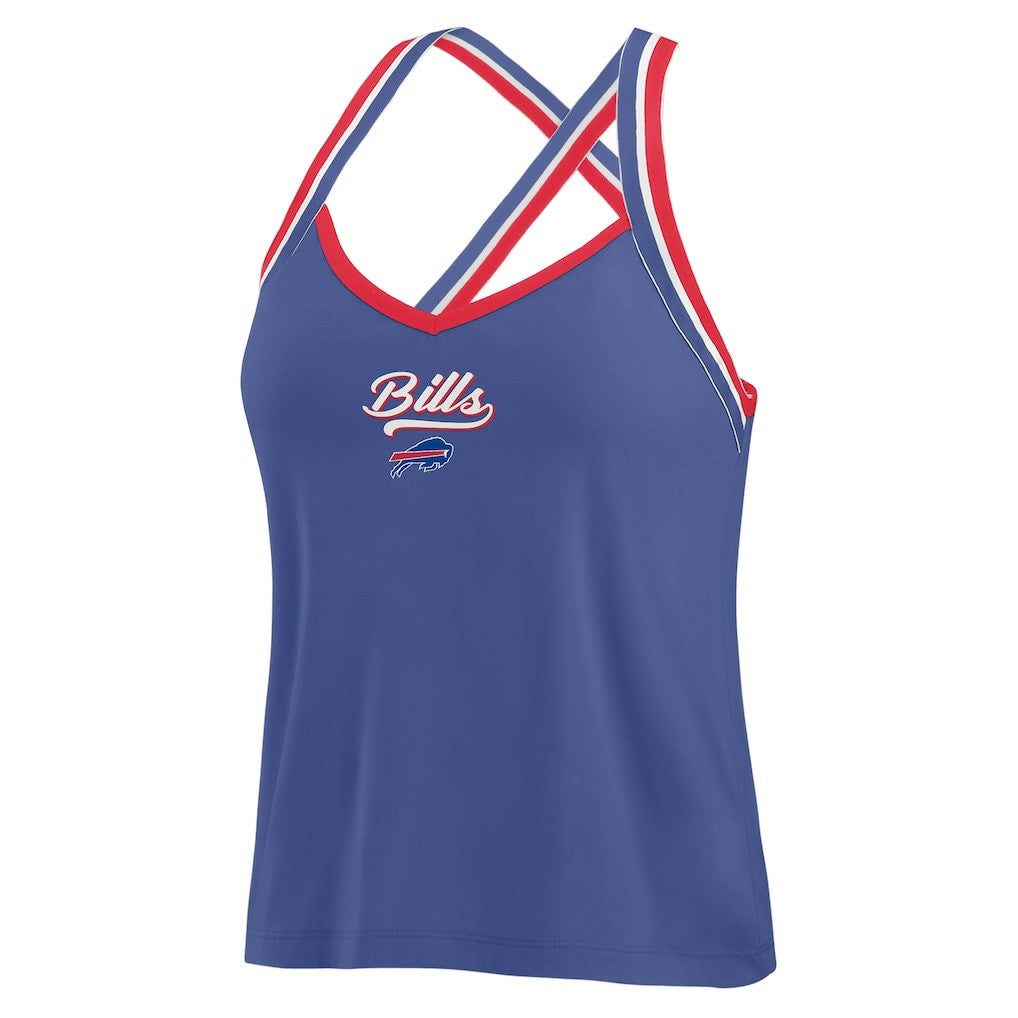 Buffalo Bills WEAR by Erin Andrews Women's Cross Strap Tri-Blend Tank Top Royal | NFL