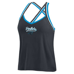 Carolina Panthers WEAR by Erin Andrews Women's Cross Strap Tri-Blend Tank Top Black | NFL