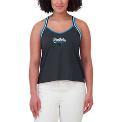 Carolina Panthers WEAR by Erin Andrews Women's Cross Strap Tri-Blend Tank Top Black | NFL