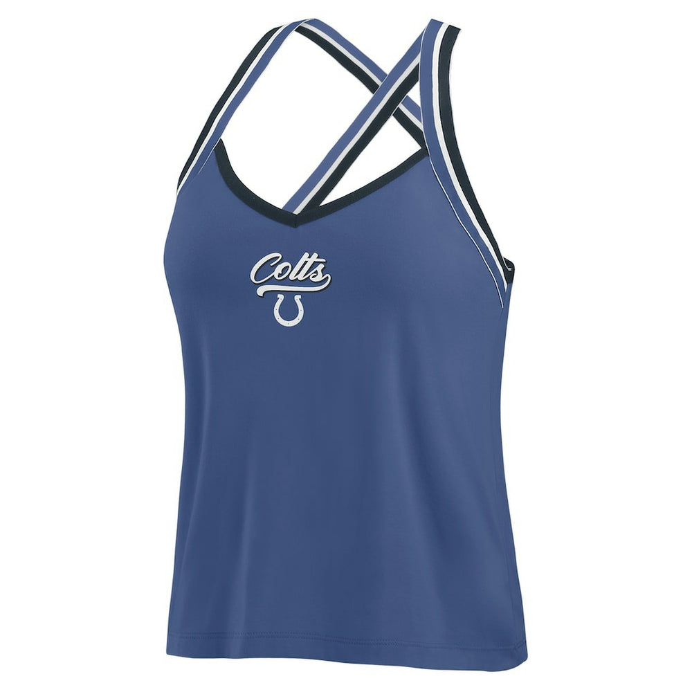 Indianapolis Colts WEAR by Erin Andrews Women's Cross Strap Tri-Blend Tank Top Royal | NFL