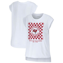 Tampa Bay Buccaneers WEAR by Erin Andrews Women's Checker Muscle Tank Top White | NFL