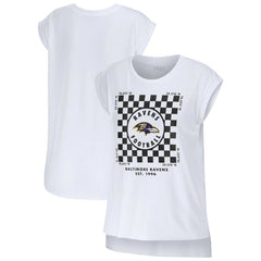 Baltimore Ravens WEAR by Erin Andrews Women's Checker Muscle Tank Top White | NFL
