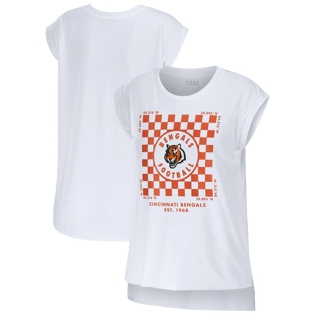 Cincinnati Bengals WEAR by Erin Andrews Women's Checker Muscle Tank Top White | NFL