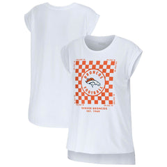 Denver Broncos WEAR by Erin Andrews Women's Checker Muscle Tank Top White | NFL