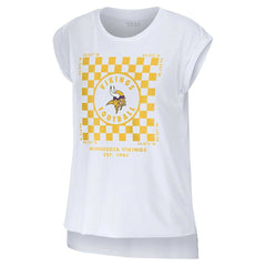Minnesota Vikings WEAR by Erin Andrews Women's Checker Muscle Tank Top White | NFL