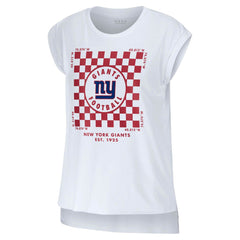 New York Giants WEAR by Erin Andrews Women's Checker Muscle Tank Top White | NFL