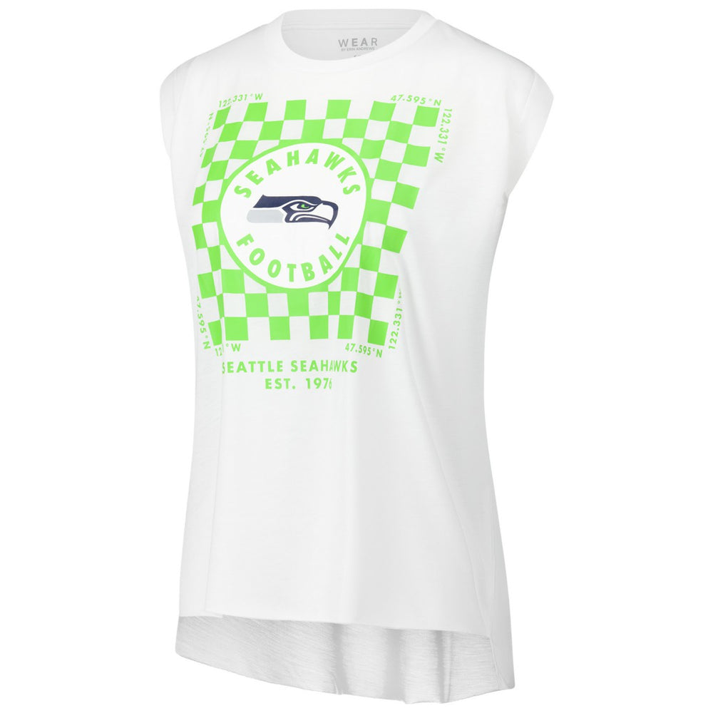 Seattle Seahawks WEAR by Erin Andrews Women's Checker Muscle Tank Top White | NFL