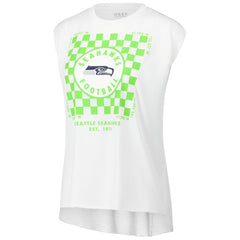 Seattle Seahawks WEAR by Erin Andrews Women's Checker Muscle Tank Top White | NFL