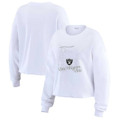 Las Vegas Raiders WEAR by Erin Andrews Women's Postcard Cropped Long Sleeve Top White | NFL