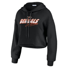 Cincinnati Bengals WEAR by Erin Andrews Women's Prime Cropped Pullover Hoodie Black | NFL