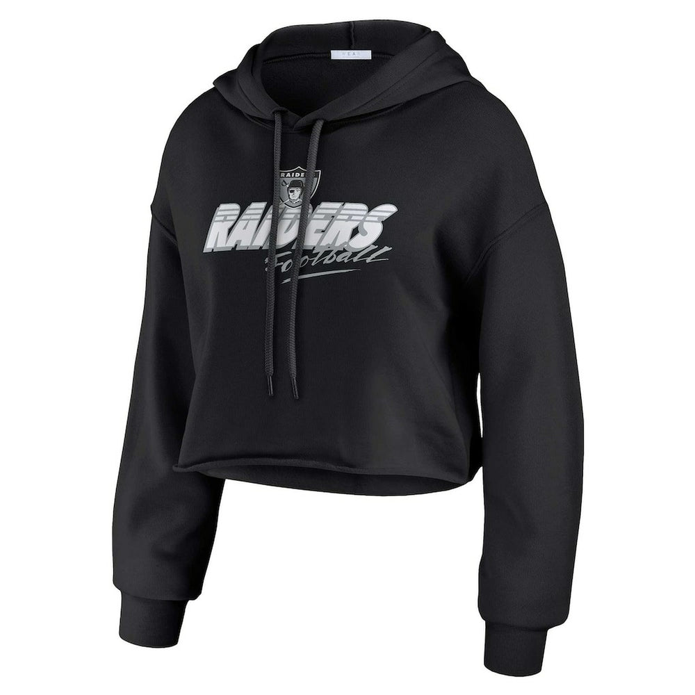 Las Vegas Raiders WEAR by Erin Andrews Women's Prime Cropped Pullover Hoodie Black | NFL