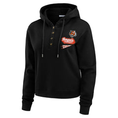 Cincinnati Bengals WEAR by Erin Andrews Women's Waffle-Knit Pullover Hoodie Black | NFL