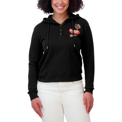 Cincinnati Bengals WEAR by Erin Andrews Women's Waffle-Knit Pullover Hoodie Black | NFL