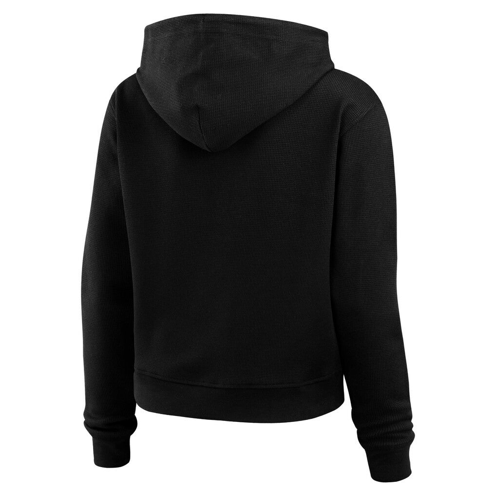 New Orleans Saints WEAR by Erin Andrews Women's Waffle-Knit Pullover Hoodie Black | NFL